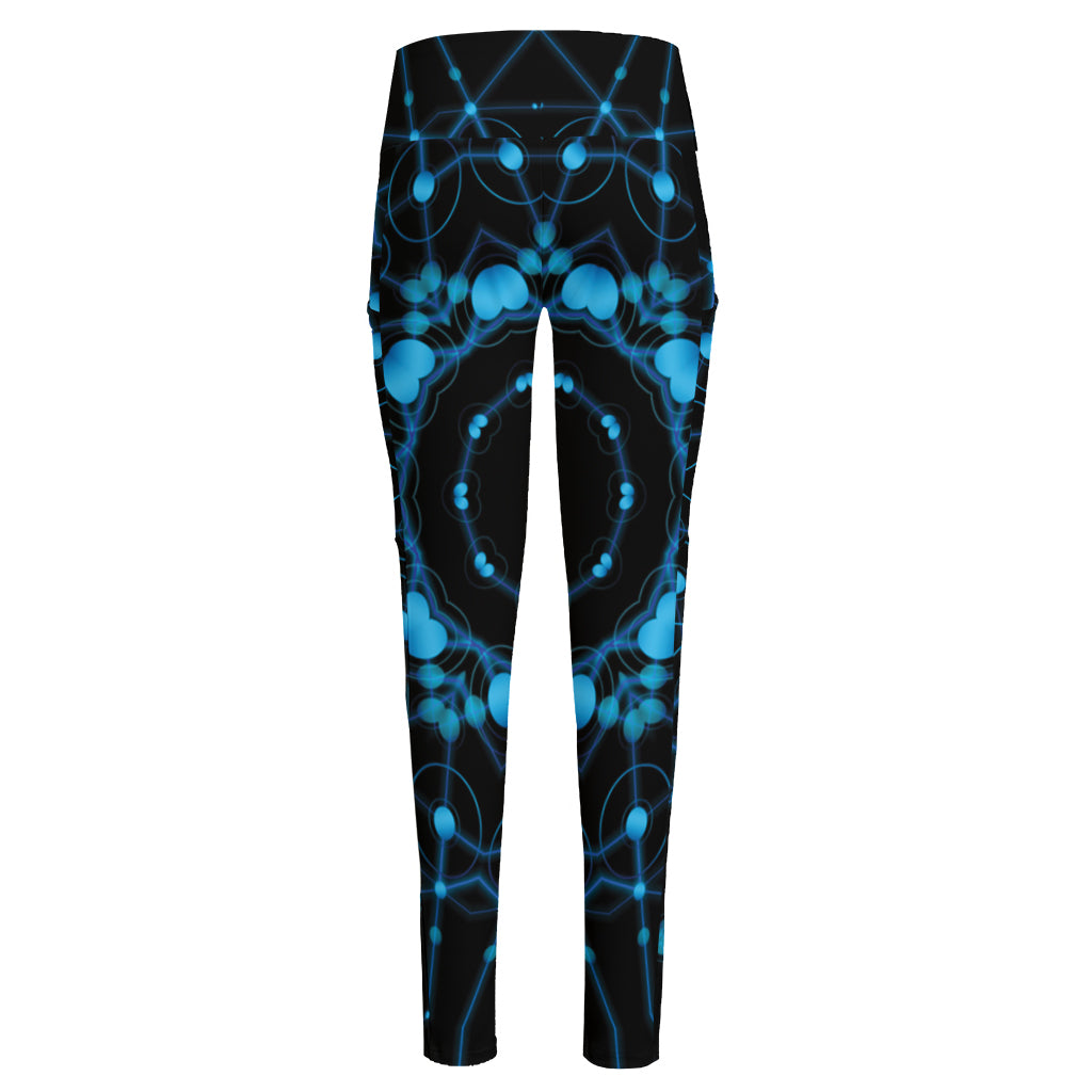 Dark Blue Kaleidoscope Print High-Waisted Pocket Leggings