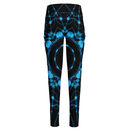 Dark Blue Kaleidoscope Print High-Waisted Pocket Leggings