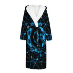 Dark Blue Kaleidoscope Print Hooded Bathrobe