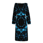 Dark Blue Kaleidoscope Print Hooded Bathrobe