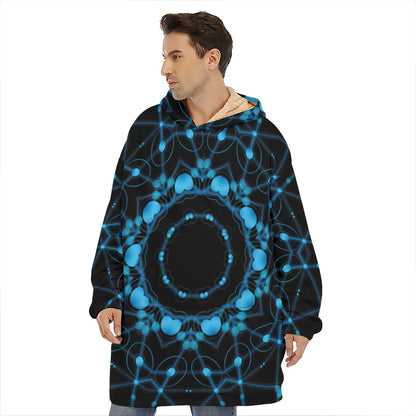 Dark Blue Kaleidoscope Print Hoodie Blanket