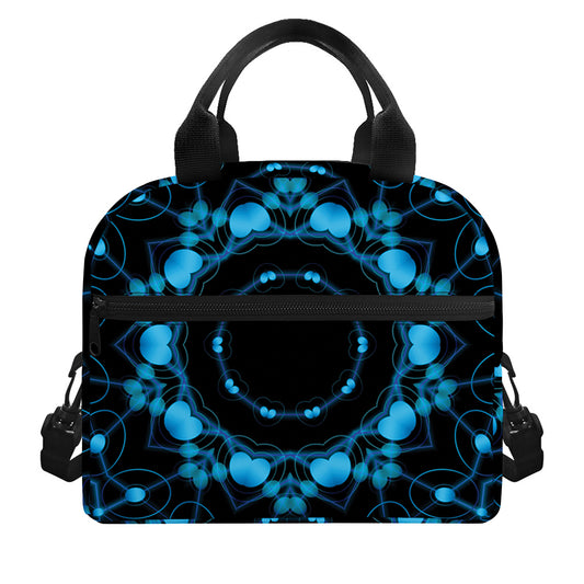 Dark Blue Kaleidoscope Print Insulated Lunch Bag