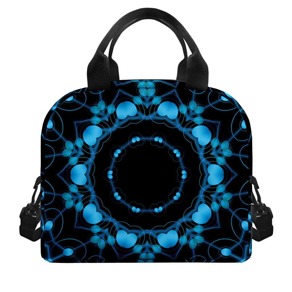 Dark Blue Kaleidoscope Print Insulated Lunch Bag