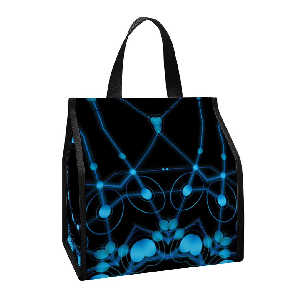 Dark Blue Kaleidoscope Print Insulated Lunch Tote