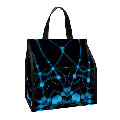 Dark Blue Kaleidoscope Print Insulated Lunch Tote