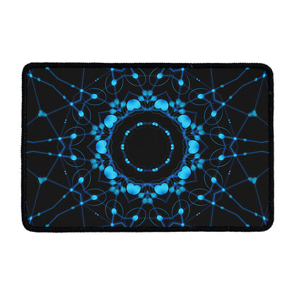 Dark Blue Kaleidoscope Print Kitchen Mat