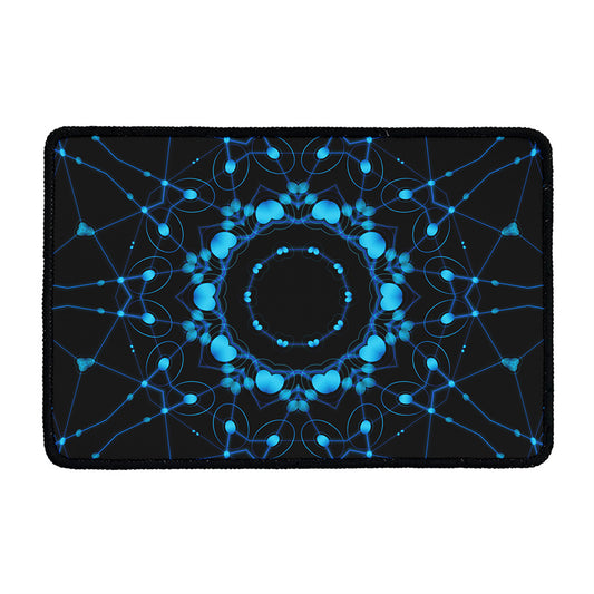 Dark Blue Kaleidoscope Print Kitchen Mat