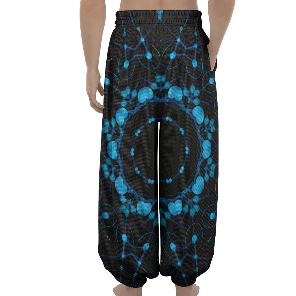 Dark Blue Kaleidoscope Print Lantern Pants