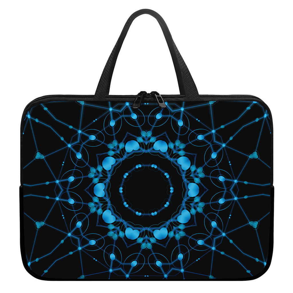 Dark Blue Kaleidoscope Print Laptop Sleeve With Handle