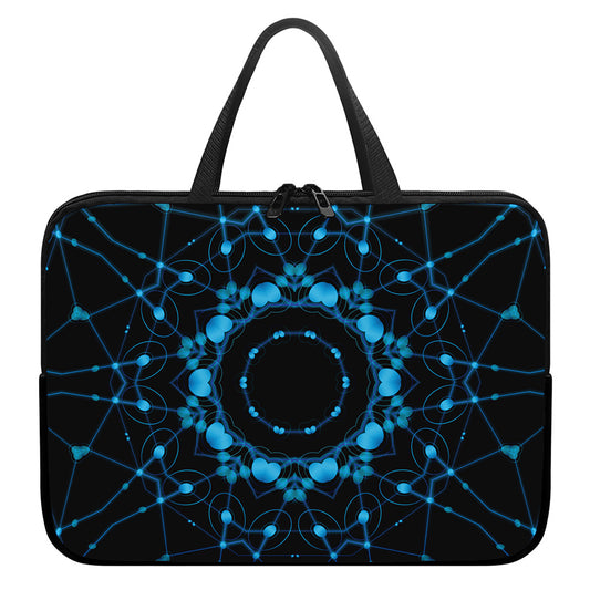 Dark Blue Kaleidoscope Print Laptop Sleeve With Handle