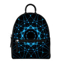Dark Blue Kaleidoscope Print Leather Backpack