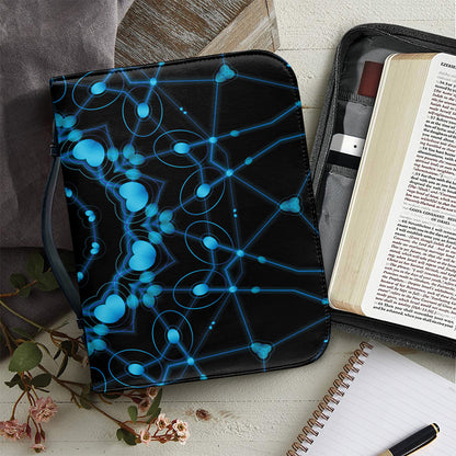Dark Blue Kaleidoscope Print Leather Bible Cover