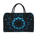 Dark Blue Kaleidoscope Print Leather Duffel Bag