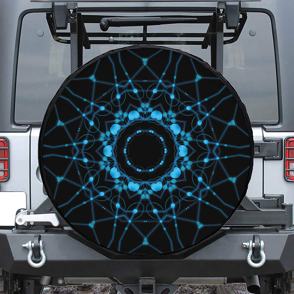 Dark Blue Kaleidoscope Print Leather Spare Tire Cover