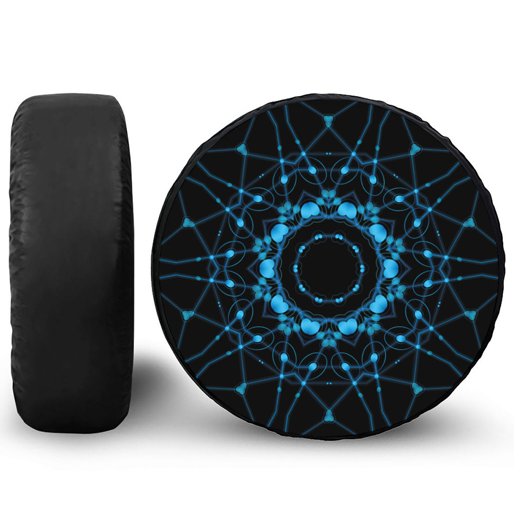 Dark Blue Kaleidoscope Print Leather Spare Tire Cover