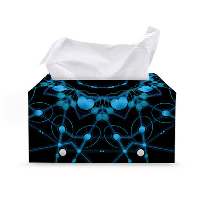 Dark Blue Kaleidoscope Print Leather Tissue Box Cover