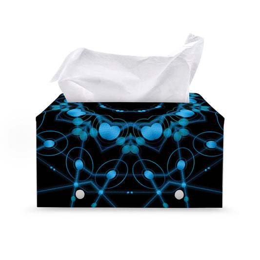 Dark Blue Kaleidoscope Print Leather Tissue Box Cover