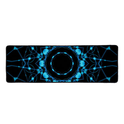 Dark Blue Kaleidoscope Print Long Kitchen Mat