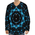 Dark Blue Kaleidoscope Print Long Sleeve Baseball Jersey