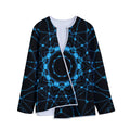 Dark Blue Kaleidoscope Print Long Sleeve Short Coat