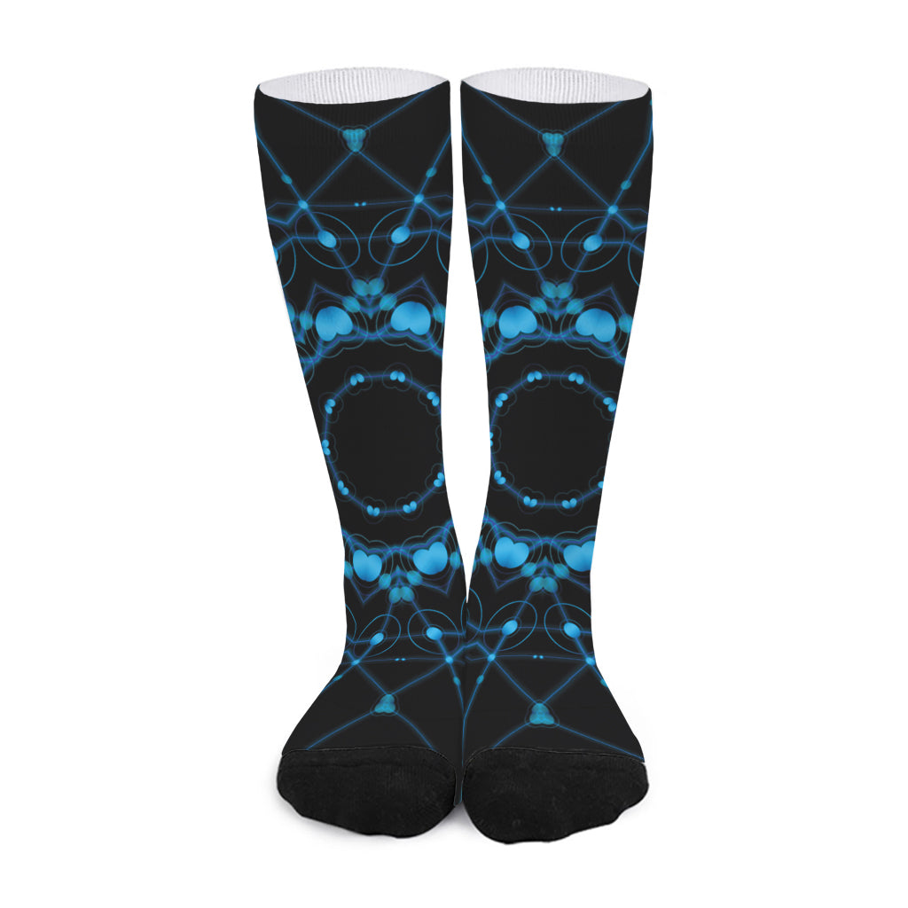 Dark Blue Kaleidoscope Print Long Socks