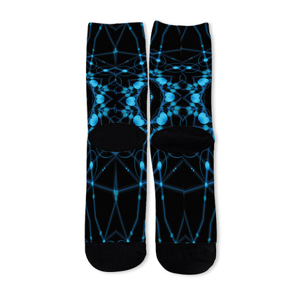 Dark Blue Kaleidoscope Print Long Socks