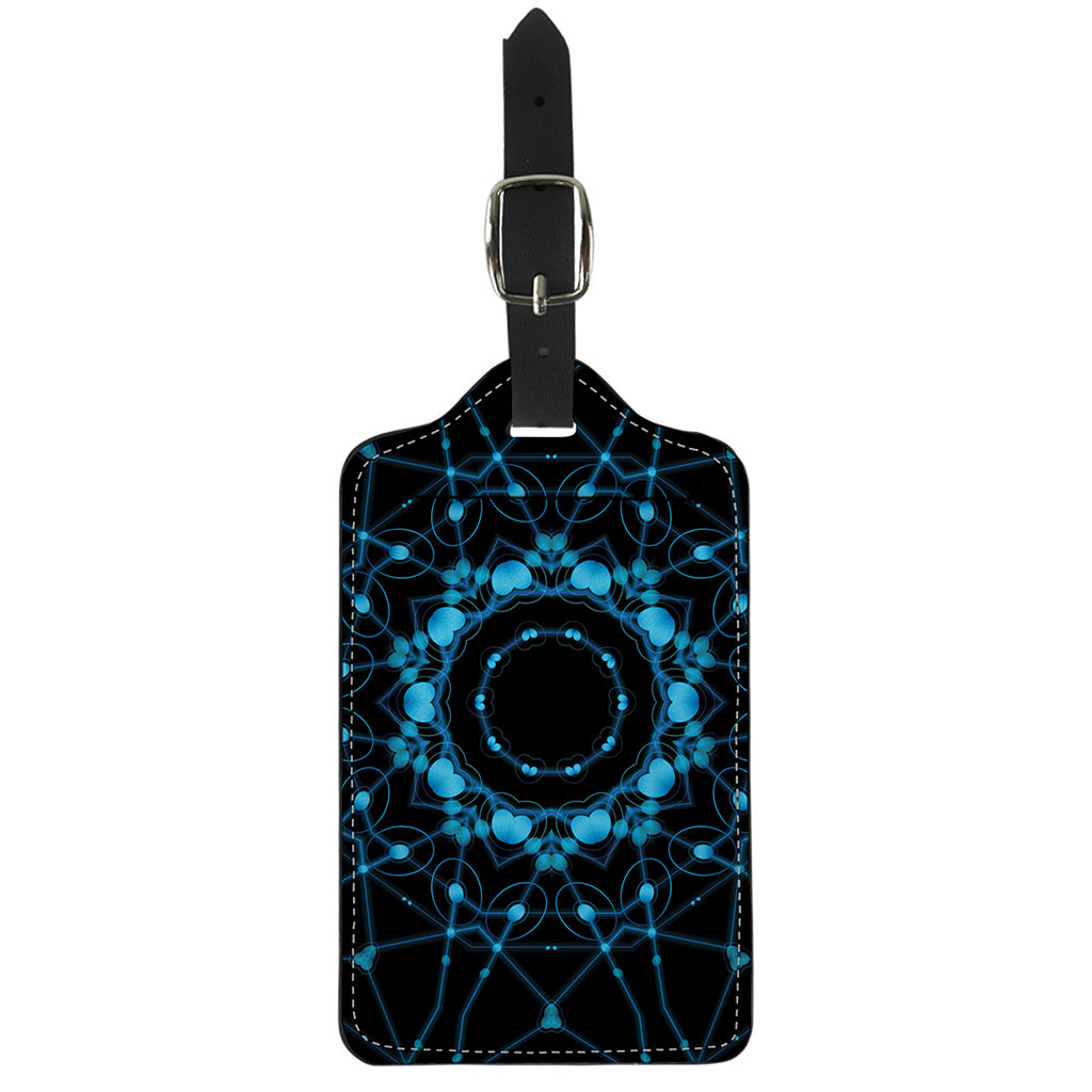 Dark Blue Kaleidoscope Print Luggage Tag