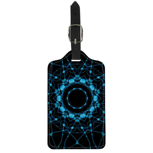 Dark Blue Kaleidoscope Print Luggage Tag
