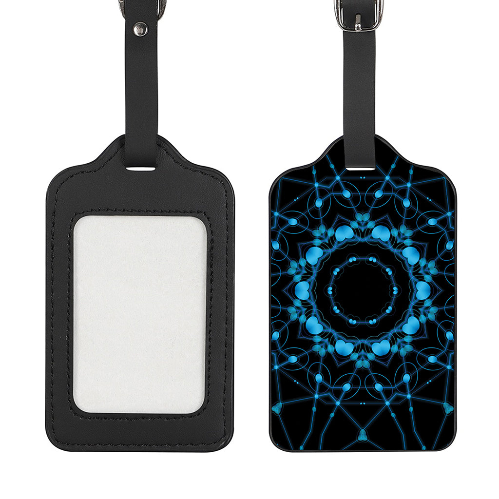 Dark Blue Kaleidoscope Print Luggage Tag
