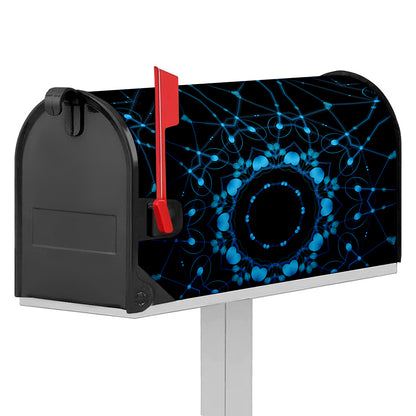 Dark Blue Kaleidoscope Print Mailbox Cover