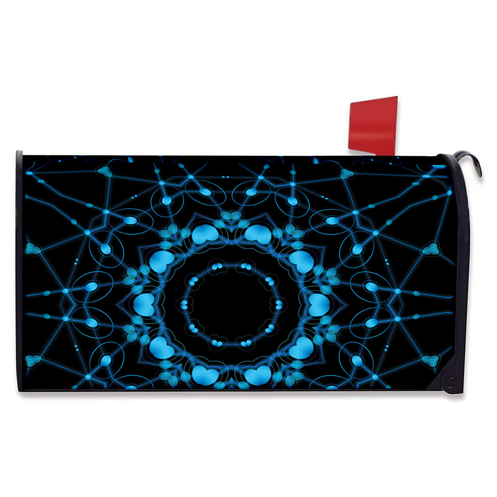Dark Blue Kaleidoscope Print Mailbox Cover