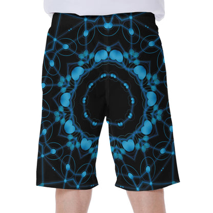 Dark Blue Kaleidoscope Print Men's Beach Shorts