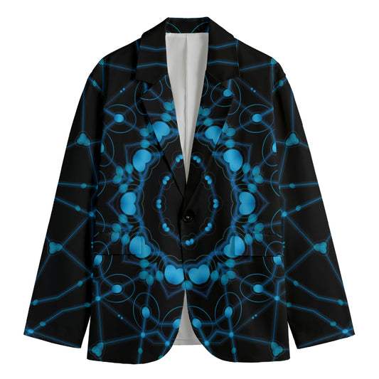 Dark Blue Kaleidoscope Print Men's Blazer
