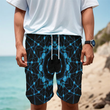 Dark Blue Kaleidoscope Print Men's Cargo Shorts