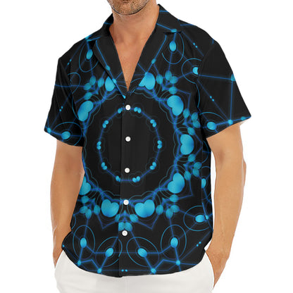 Dark Blue Kaleidoscope Print Men's Deep V-Neck Shirt