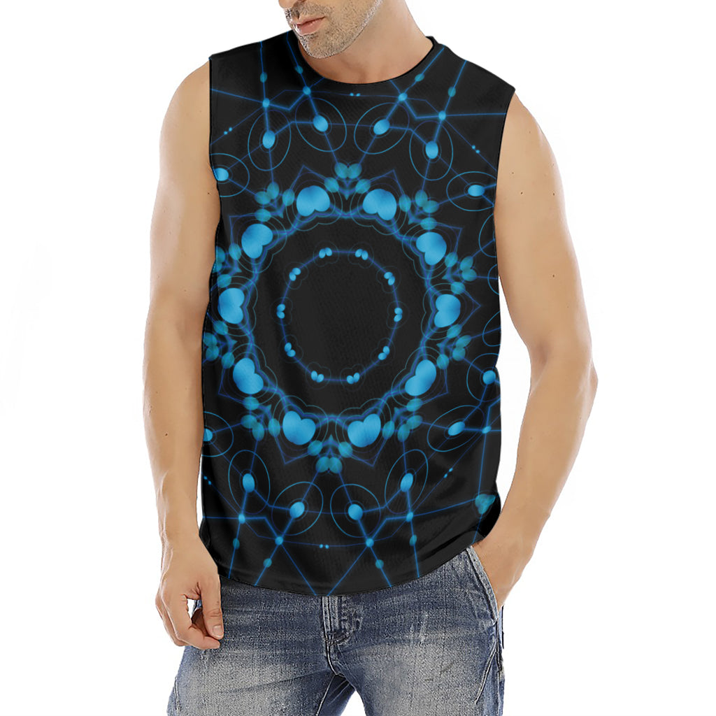 Dark Blue Kaleidoscope Print Men's Fitness Tank Top
