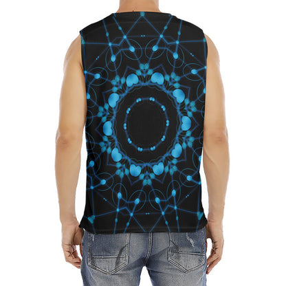 Dark Blue Kaleidoscope Print Men's Fitness Tank Top