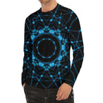 Dark Blue Kaleidoscope Print Men's Long Sleeve Rash Guard