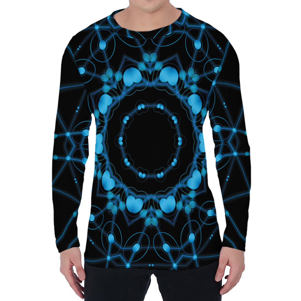Dark Blue Kaleidoscope Print Men's Long Sleeve T-Shirt