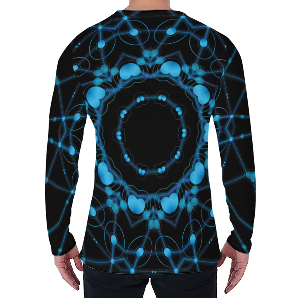 Dark Blue Kaleidoscope Print Men's Long Sleeve T-Shirt