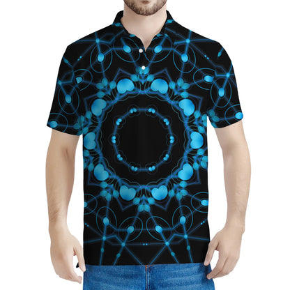 Dark Blue Kaleidoscope Print Men's Polo Shirt