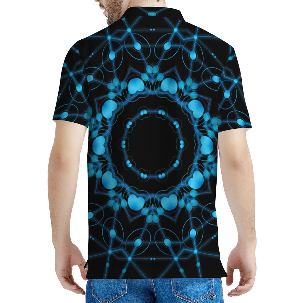 Dark Blue Kaleidoscope Print Men's Polo Shirt