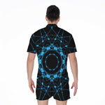 Dark Blue Kaleidoscope Print Men's Rompers