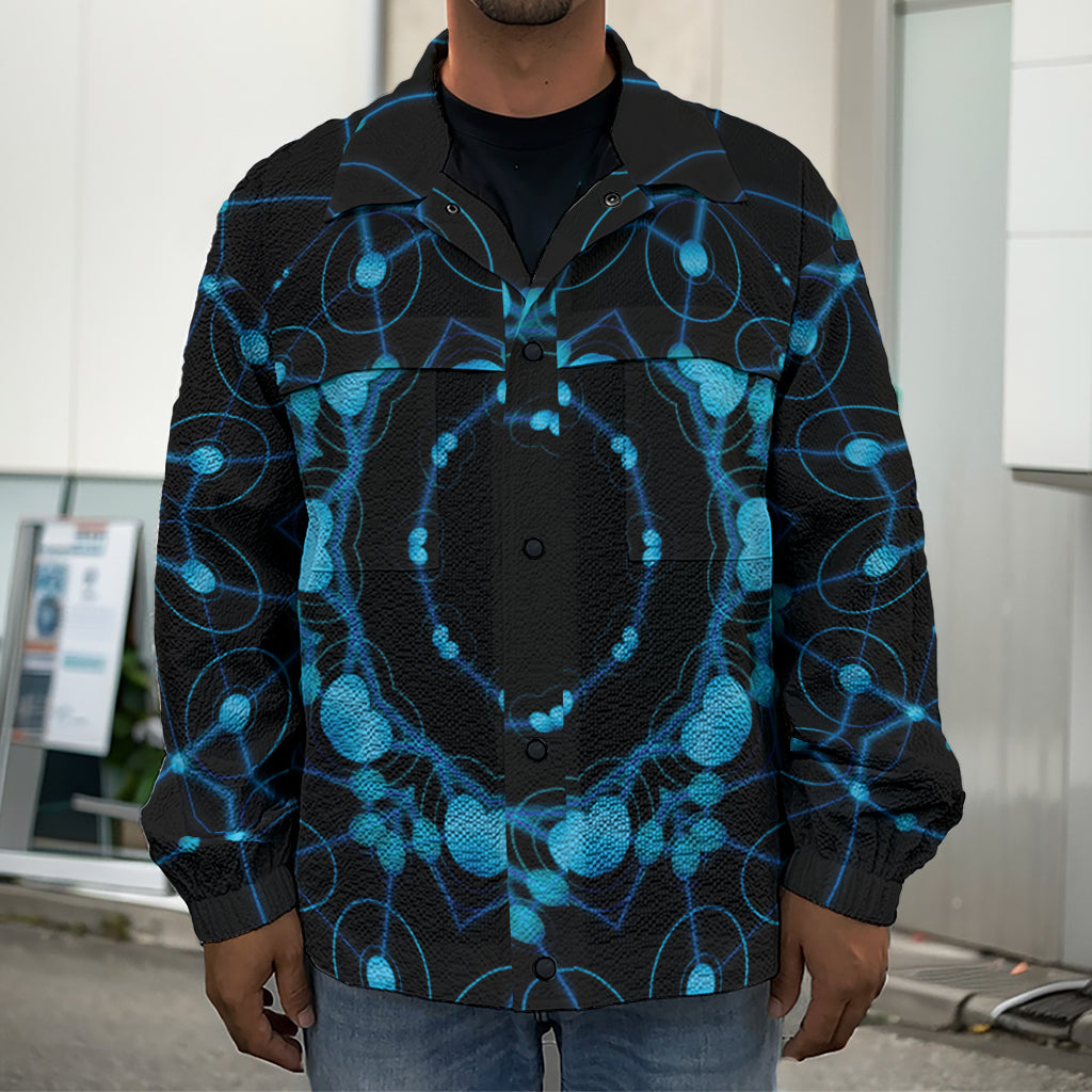 Dark Blue Kaleidoscope Print Men's Shirt Jacket