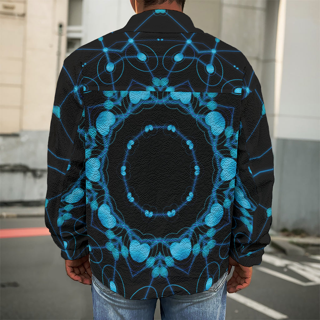 Dark Blue Kaleidoscope Print Men's Shirt Jacket
