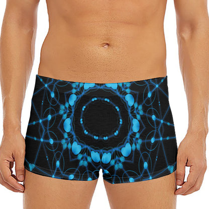 Dark Blue Kaleidoscope Print Men's Short Boxer Briefs