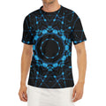 Dark Blue Kaleidoscope Print Men's Short Sleeve Rash Guard