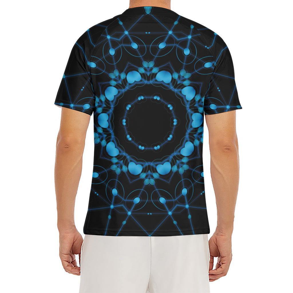 Dark Blue Kaleidoscope Print Men's Short Sleeve Rash Guard