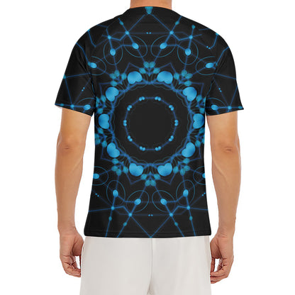 Dark Blue Kaleidoscope Print Men's Short Sleeve Rash Guard