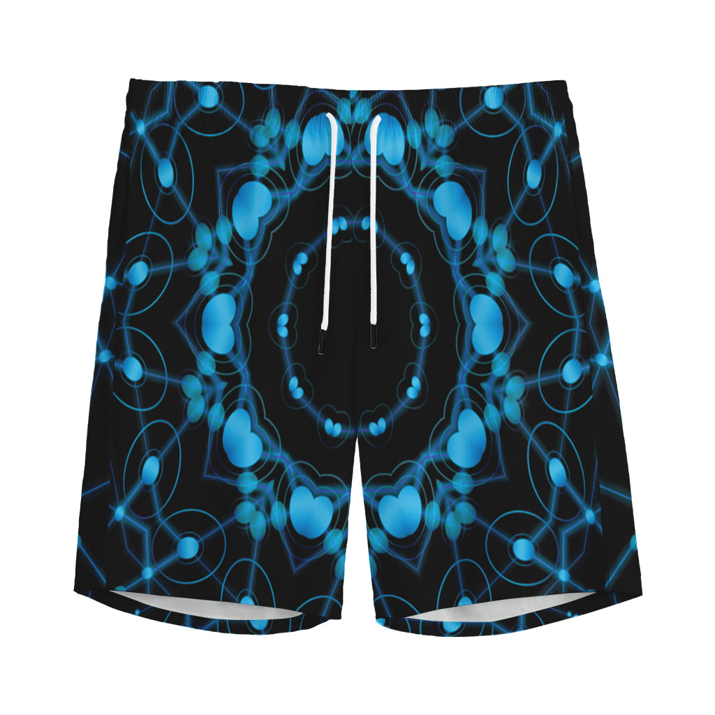 Dark Blue Kaleidoscope Print Men's Sports Shorts
